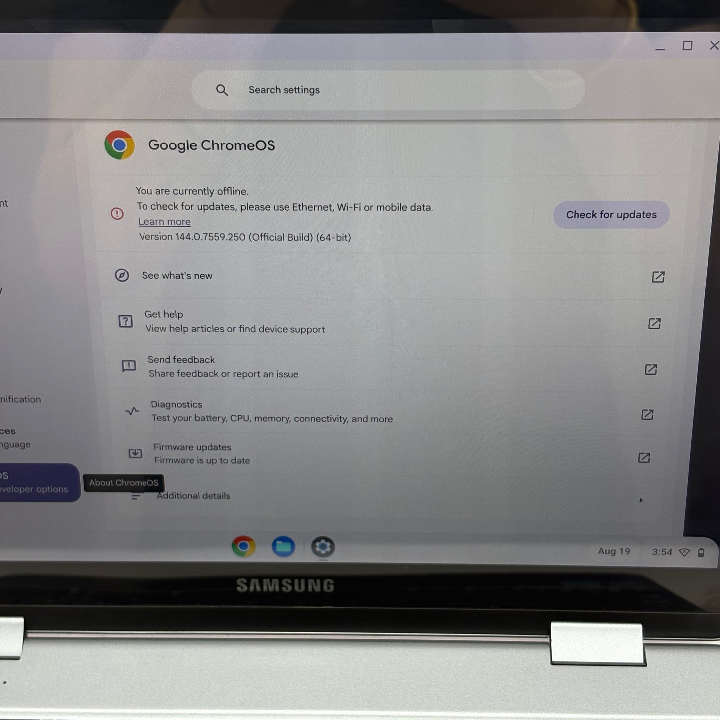 Samsung Chromebook Plus Celeron 3965Y 4GB RAM 64GB SSD